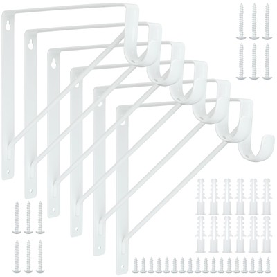 6PCS Closet Rod Brackets Heavy Duty 11x11 Inch Closet Rod Support Bracket Wal...