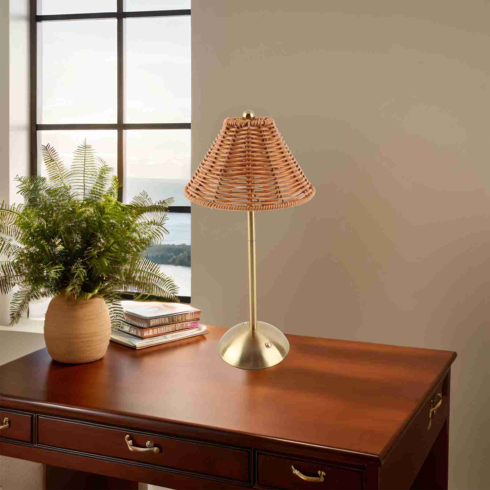Boho Rattan Table Lamp Dimmable LED For Home Decor Recommended