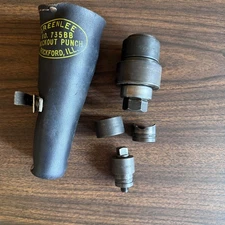 Vintage Greenlee 735BB Manual Knockout Punch Kit in Leather Pouch