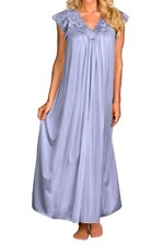 Shadowline Lingerie Long Lace Cap Sleeve Nightgown Peri Frost