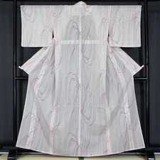 Summer Kimono Silk Polyester 160cm M White Washable Small Pattern Used