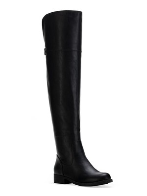 SUN STONE Womens Black Gore Allicce Round Toe Block Heel Boots Shoes 7.5 M
