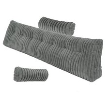 Headboard Pillow King, Triangular Wedge Pillow King:76x8x20 Inches Grey