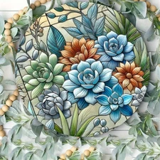 2D Flat2D Flat 1pc Farmhouse Style Floral Round Metal Wall Plaque 2D Flat Pineap