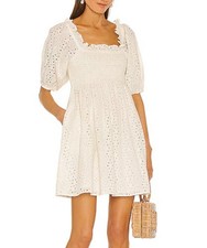 Cleobella Luca Mini Dress Cream Eyelet Boho Feminine Flirty Casual Chic Medium
