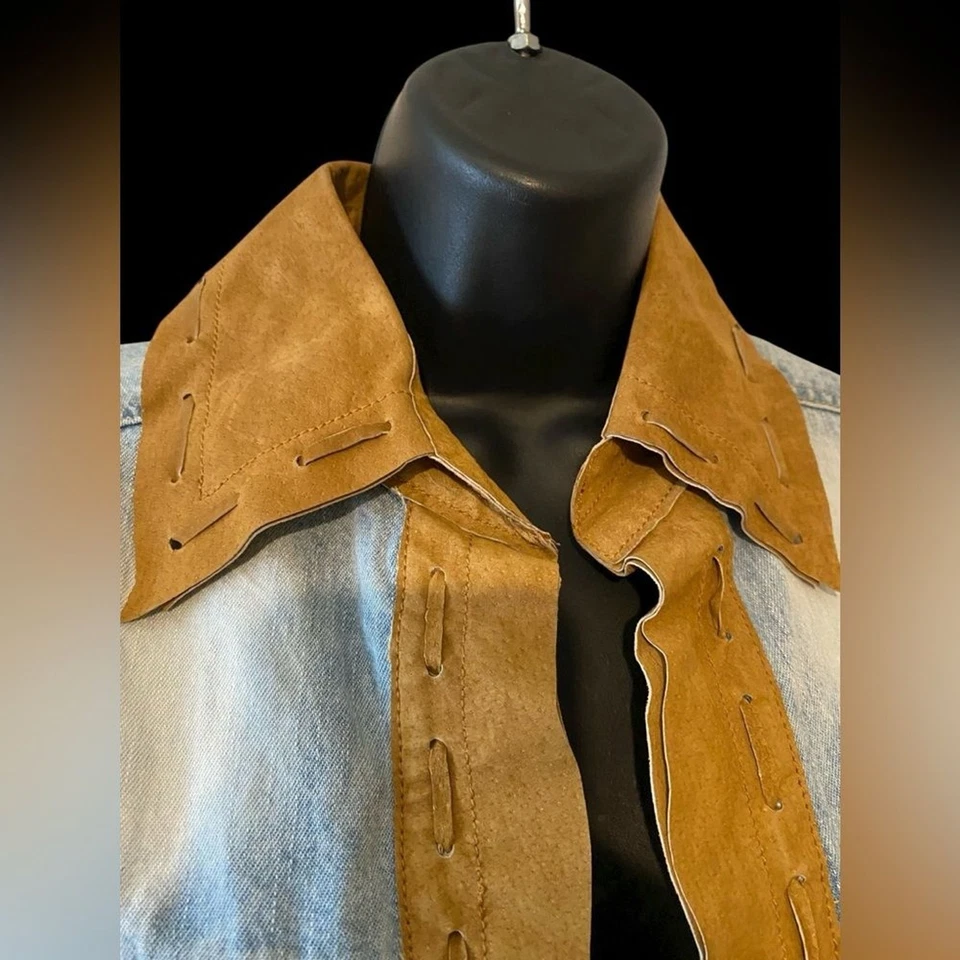 Винтажная | Винтажная джинсовая и замшевая куртка дальнобойщика | Куртка родео б/у в отличном состоянии размер S. - Изображение 3 из 4