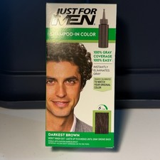 JUST FOR MEN Gray Coverage Hair Color H-50 Darkest Brown Shampoo-in Color