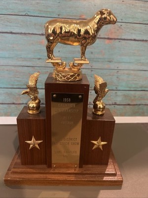 Vintage Antique 1958 Champion Showman Sheep Trophy