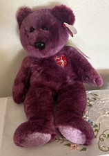 Ty Beanie Buddy 2000 Signature Bear 14  Purple Plush Stuffed Animal Teddy Bear