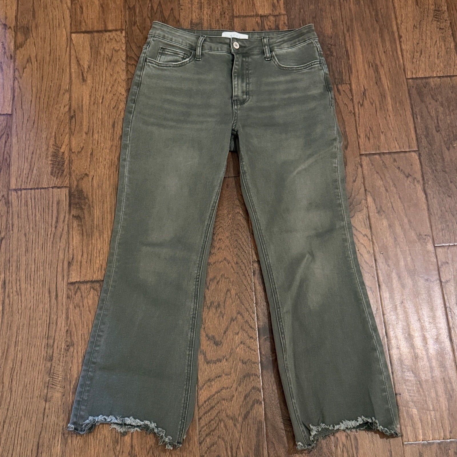 Women 29 Olive Green Frayed Hem T6199dpf