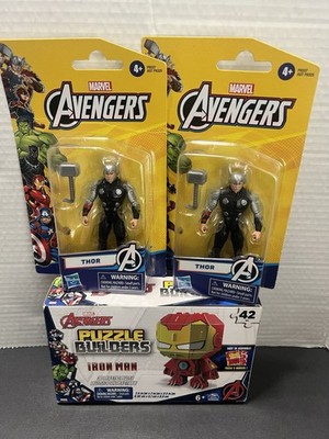 2 Marvel Avengers Epic Hero Thor Action Figure With Hammer  & Iron Man Puzzle