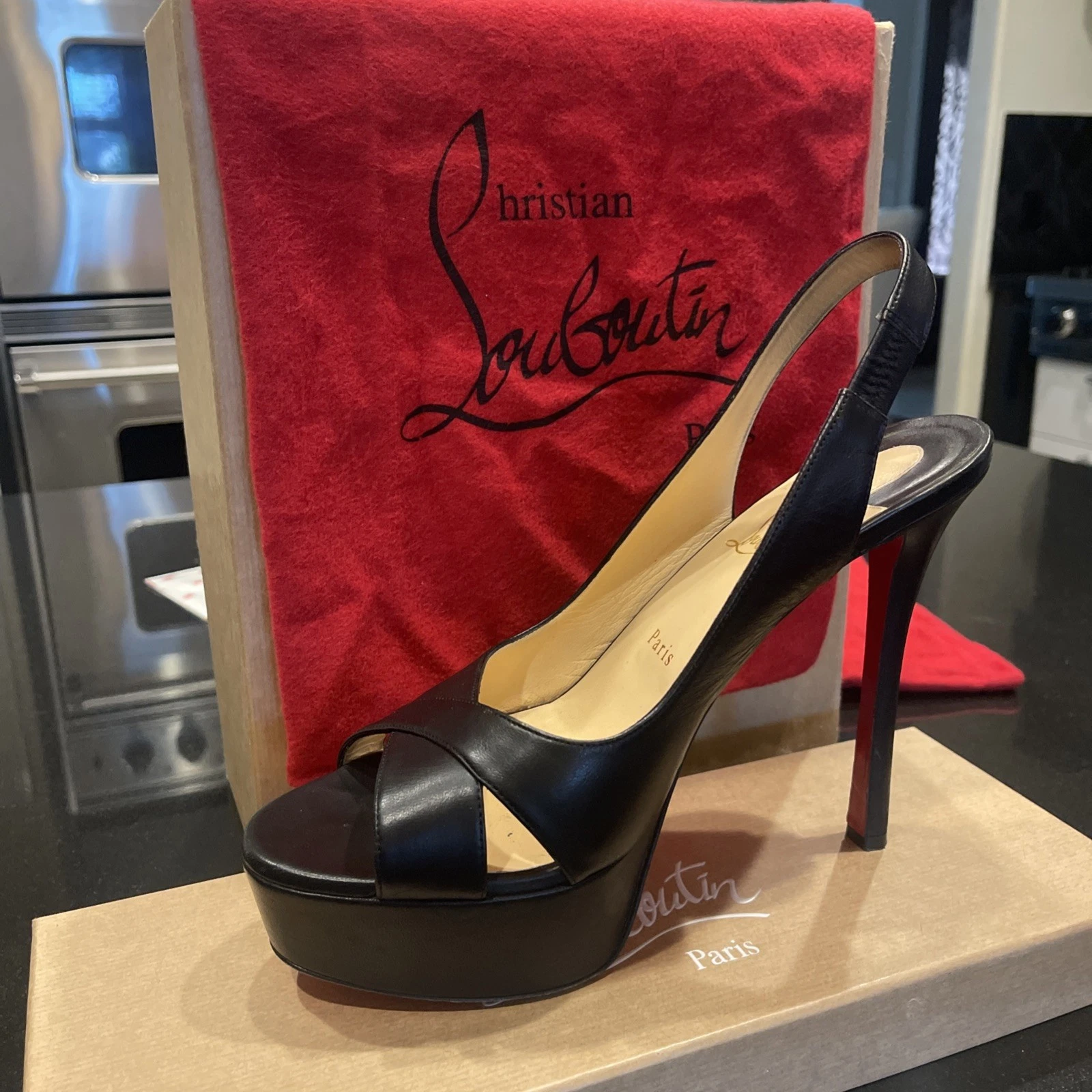 Christian Louboutin — CHRISTIAN LOUBOUTIN Women's SIZE 41.5 Postdam Nappa BLACK Leather High HEELS