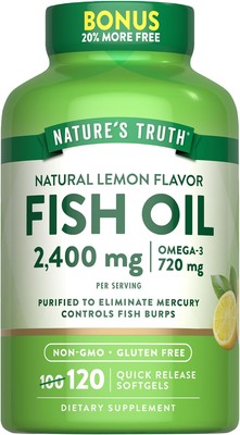 Omega 3 Fish Oil Capsules | 2400mg | 120 Softgels | Non-GMO | by Nature's Truth