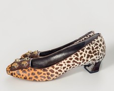 GUCCI Pony Hair Pumps Slip On Heels Brown size 39 US 9