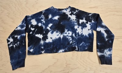 Colsie Blue Tiedye Crop Sweater Large