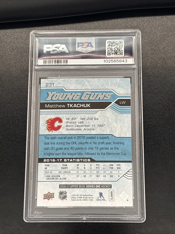 2016-17 Upper Deck Young Guns Matthew Tkachuk GEM MINT 10 Florida Panthers RC - Image 2 of 2