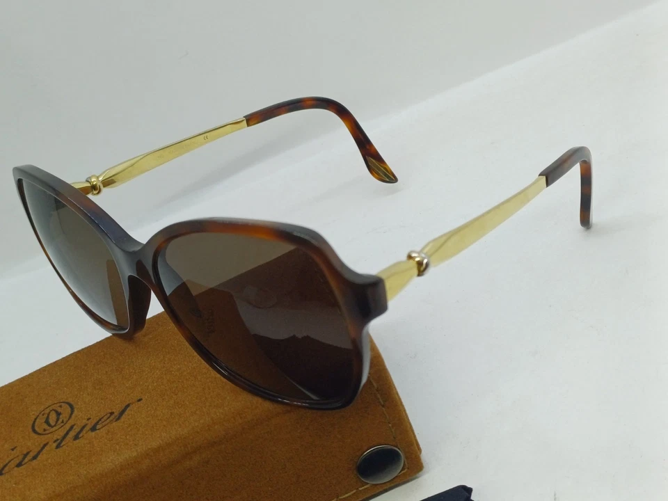 GAFAS DE SOL DE COLECCIÓN CARTIER TRINITY CABLES MARRONES ORO PLATINO P. DAMAS FRANCIA 140 Foto 4 de 4