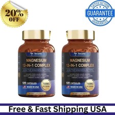 Magnesium 12 in 1 Complex 700mg - Dietary Supplement 120 Capsules, 2-piece Set