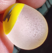 Big Multi: Clear w/a Solid Yellow Hat  Real Davenport Beach Sea Glass
