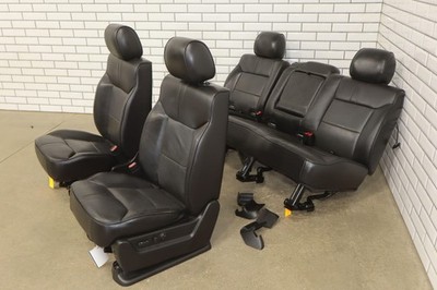 2008-2009 Hummer H2 SUV 1st & 2nd Row Ebony Leather Power Seat Set