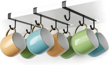 ECROCY Mug Hooks for Cabinet, Clip-On Shelf and Only Fits Flat Cabinet Black 