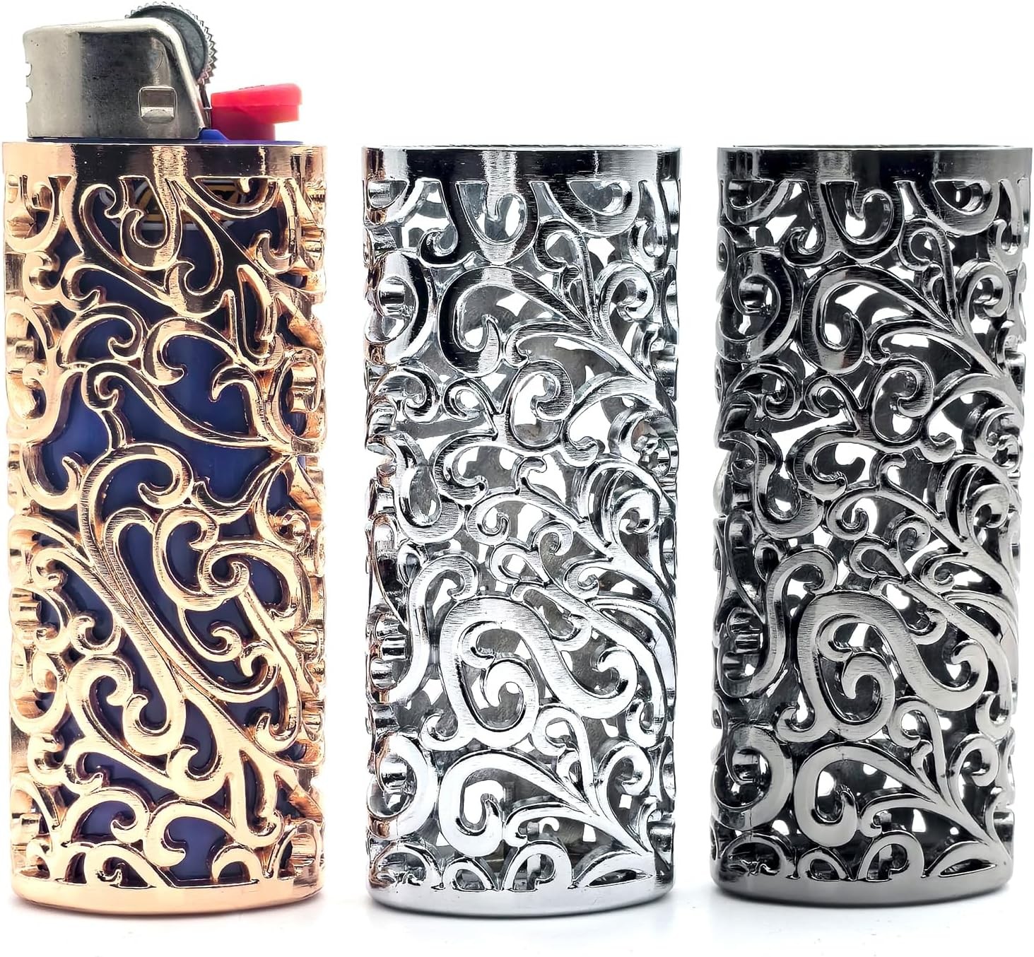 Case Cover Holder Sleeve Pouches Metal Hollow Flower Design 