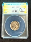 1929 D BUFFALO NICKEL ANACS EF 45