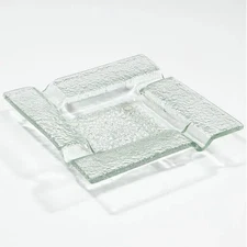 JC Newman Craftsman's Bench Verrazano 4-Cigar Glass Ashtray NIB - 8.75" x 8.75"