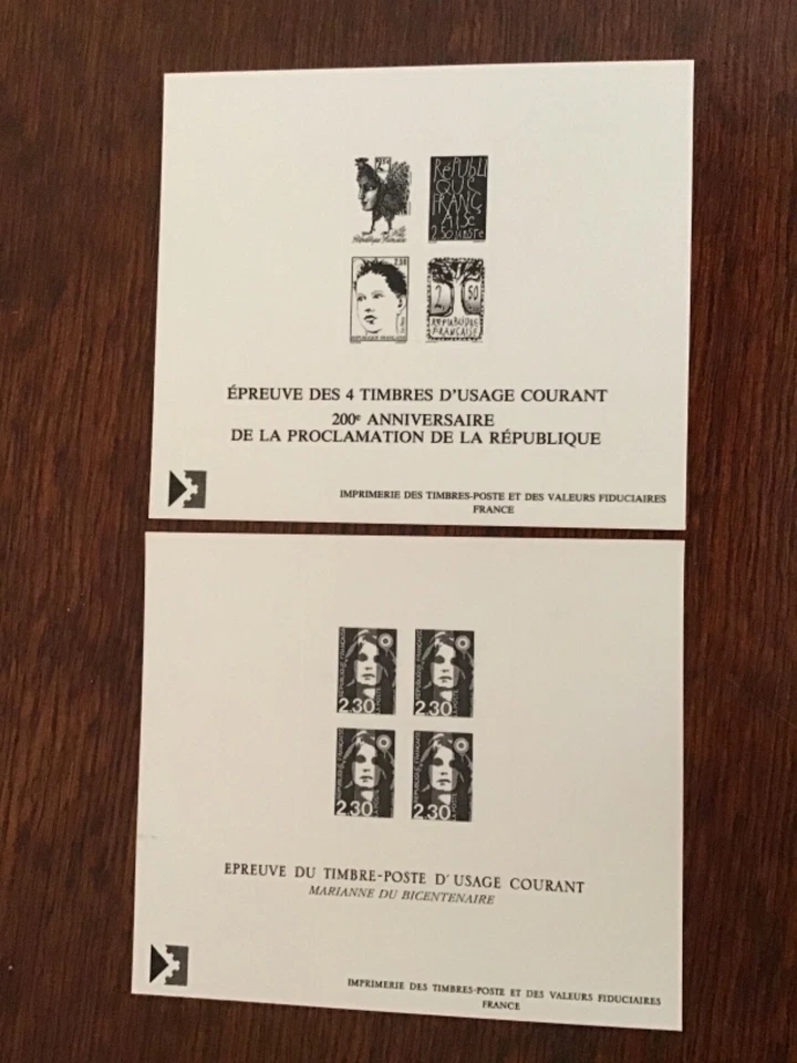 Deux épreuves de timbres d’usage courant de l’ITVF. - Photo 1/1