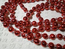 2 ct. Red  Silver plastic bead garlands 6 ft each Vintage Style Christmas decor