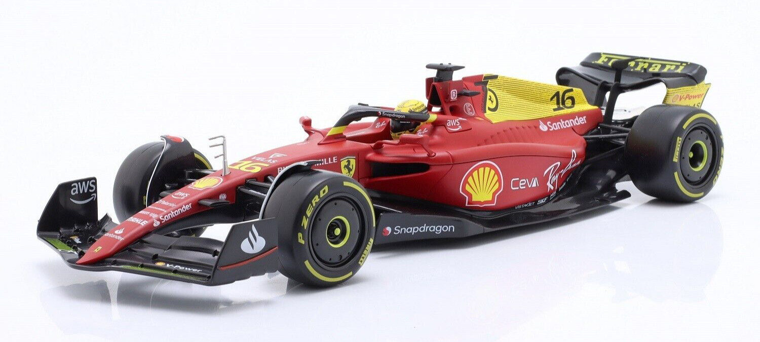 Ferrari F1-75 Charles Leclerc 1/18 Bburago : miniature F1 Giallo Modena