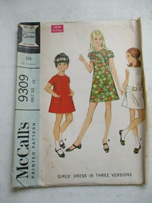 McCalls Vtg Pattern 9309 Girls A-Line Dress 3 Versions Short Sleeve 10 CUT 1968 | eBay McCalls Vtg Pattern 9309 Girls A-Line Dress 3 Versions Short Sleeve 10 CUT 1968 | eBay