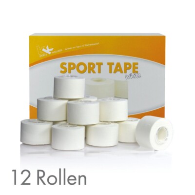 12 Rollen KK Sporttape 3,8 cm x 10 m Farbe weiß Tapeverband Sport Tape Pflaster