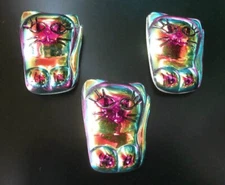 3 Czech Vaseline Crystal Glass Buttons #P320 - 27 mm or 1" - UNIQUE!! CATS!!!!