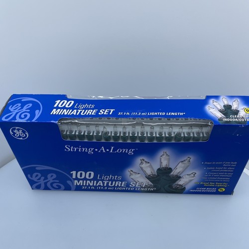 GE String-A-Long Mini Christmas Lights 100 Clear 37ft New IndoorOutdoor OldStock - Picture 2 of 6