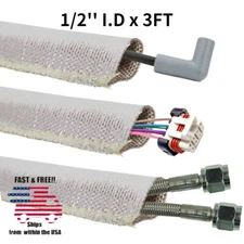 Metallic Heat Shield Sleeve Insulated Wire Hose Cover Wrap Loom Tube 1/2" 3 Ft