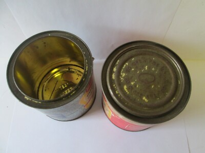 2 VINTAGE 1960'S PAPER LABEL HARMONIE JAM TIN CAN CANADA
