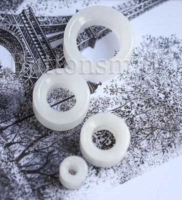Pair of TUNNEL White Quartz Organic Stone Plugs ear lobe 6mm to 25mm -10 sizes