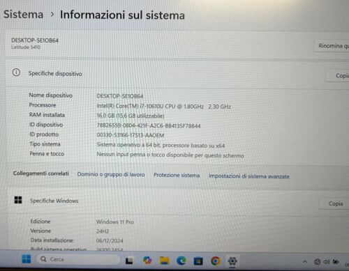 Dell Latitude 5410 Intel I7 10610U - 16 GB - 256 Nvme - W11P - FHD Grado A - Foto 5 di 8