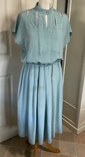 Vintage 80s 90s Jacques Vert Duck Egg Green Dress Size 14