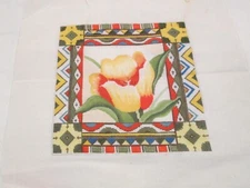 FLOWER W/ BORDER-AMANDA LAWFORD-HANDPAINTED NEEDLEPOINT CANVAS