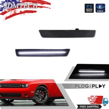 For Dodge Challenger 15-23 Smoke White LED Front Bumper Side Marker Signal Light