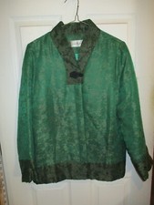 Xiang Yun Sha Green Silk Brocade Chinese Kimono Blazer Large