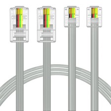 2 Pack 6ft RJ45 8P4C Male to RJ11 6P4C Male Adapter Converter Cable Grey
