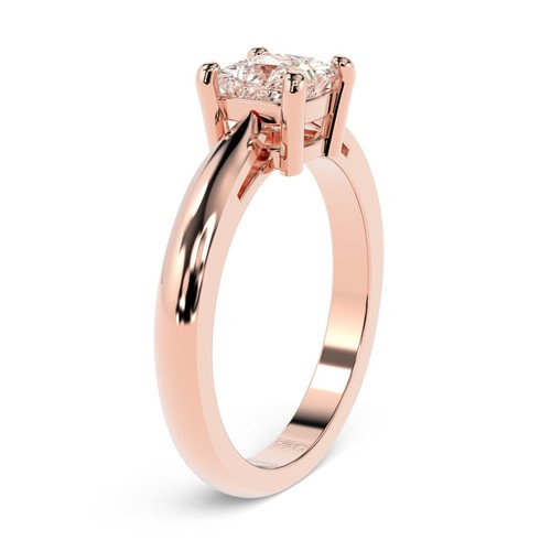 IGI 1 Ct SI1 E Princess Lab Grown Solitaire Diamond Ring 18k Yellow/White Gold - Picture 8 of 9