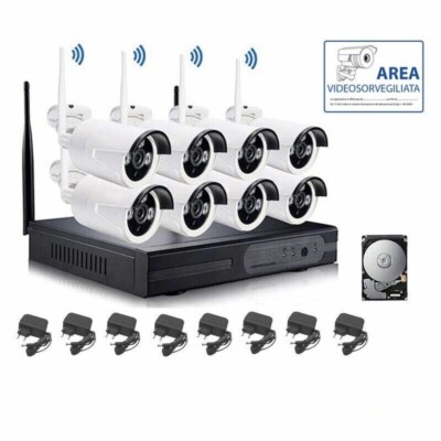 Kit videosorveglianza a 8 canali 8 telecamere bullet 2 mpx 1 dvr turbo hd hi watches series 8 alimentatori 1 hardisk da 1tb