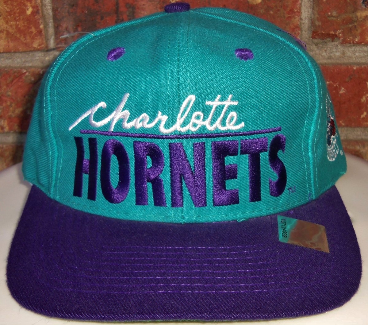 帽子 90s NBA CHARLOTTE HORNETS cap Charlotte Hornets NBA 100% Wool Snapback Hat Cap Grossman Official