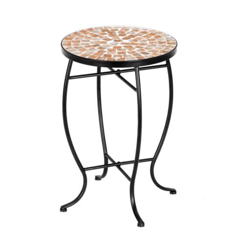 VINGLI Mosaic Accent Table, 14" Round Side End Table Plant Stand(Golden Yard) - Picture 1 of 8