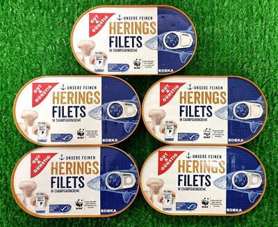 (14,90 /kg) 5x Gut & Günstig Heringsfilet in Champignoncreme  200g Versand 0 