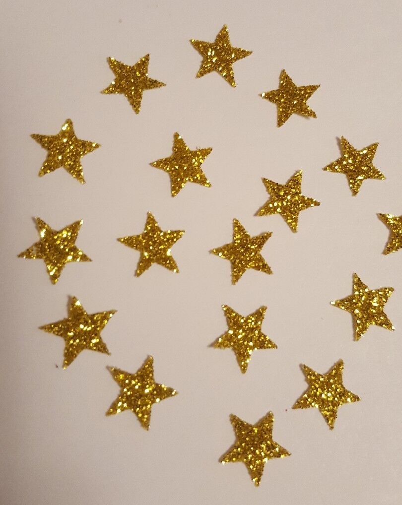 50 Hotfix iron-on transfers gold glitter 1cm stars | eBay